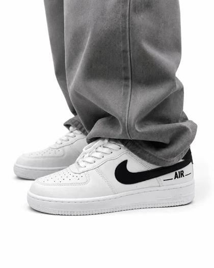 کفش کتانی مردانه زنانه و بزرگ پا مدل ایرفورس سفید مشکی Nike Air Force