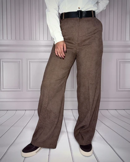 خرید شلوار بگ مخمل کبریتی شتری زنانه Women's Camel Corduroy Baggy Pants کد 914106