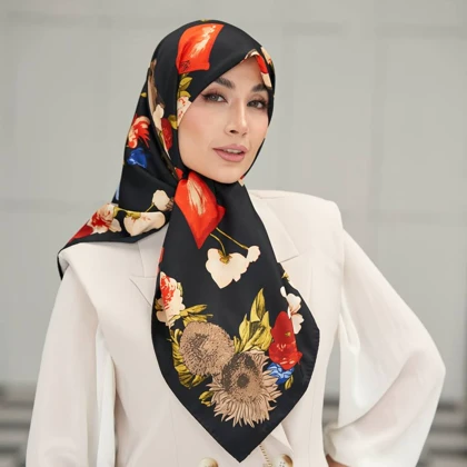 روسری ابریشم توییل تک‌رنگ (قواره 100) 30279