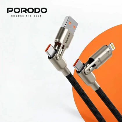 کابل شارژ 4 در 1 پورودو Porodo مدل PDCBL240WBK توان 240 وات 1.2 متر