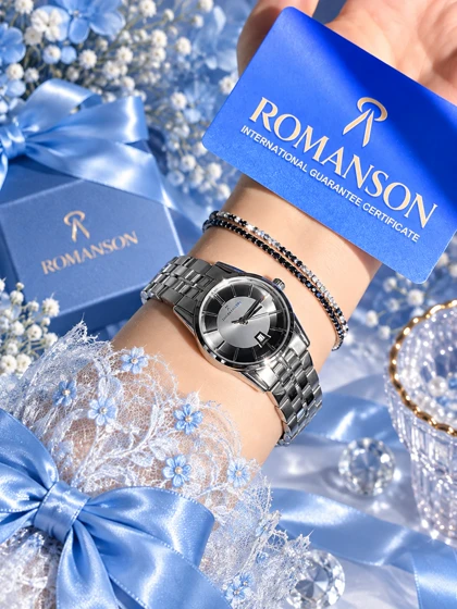 ساعت زنانه صفحه دودی برند ROMANSON موتورژاپنی با کارت ضمانت 12ماهه تصویر دوم