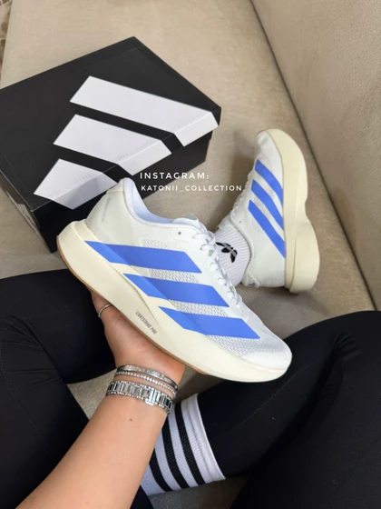 کتانی آدیداس آدیزیرو اوو اس ال رانینگ سفید آبی Adidas Adizero Evo SL Running White Blue کیفیت اورجینال