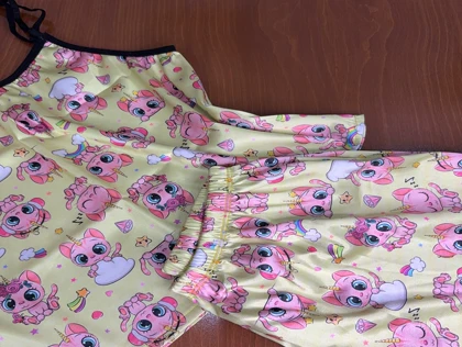 ست تاپ و شلوارک طرح گربه تک شاخ 203