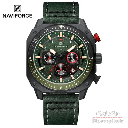 ساعت مچی مردانه سه موتور برند نیوی فورس چرمی مدل NAVIFORCE 8057 بند چرم