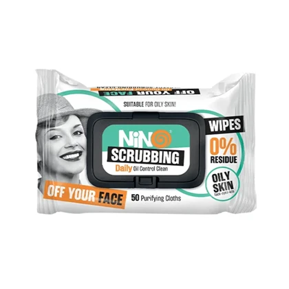 دستمال مرطوب پاک کننده آرایش پوست چرب نینو 50 عددی