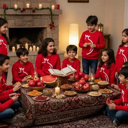 بلوز یلدایی طرح انار ست خواهر برادری