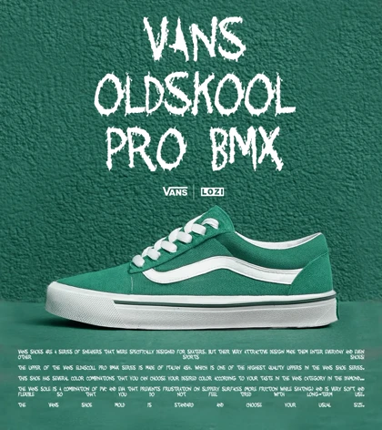 کفش کتانی مردانه سبز VANS OldSkool Pro BMX مدل 5418