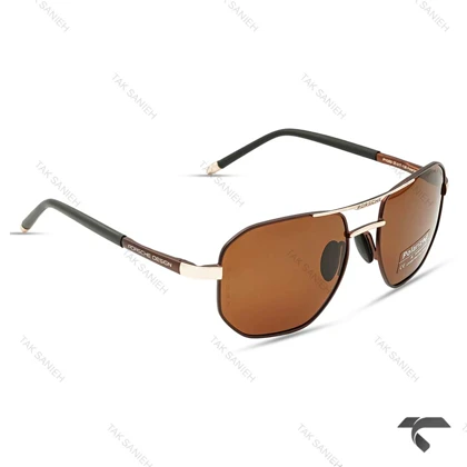 عینک مردانه پورشه دیزاین P1089-4 پلاریزه قهوه ای خلبانی Porsche-9906-G