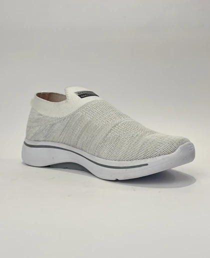 کفش راحتی اسکچرز جورابی بدون بند طوسی روشن