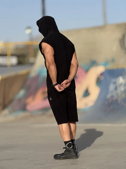 ست هودی و شلوارک مخمل JORDAN مشکی