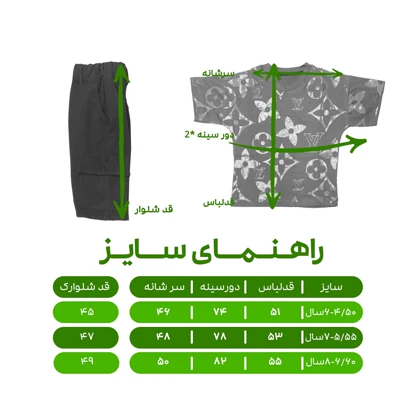 ست تیشرت آستین کوتاه و شلوارک پسرانه لویی ویتون