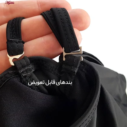 مایو زنانه مدل یقه دلبری گیپوری رنگ مشکی شین