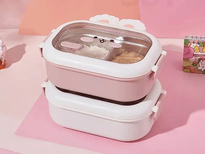 ظرف غذا بیضی 2 تیکه طرح فانتزی