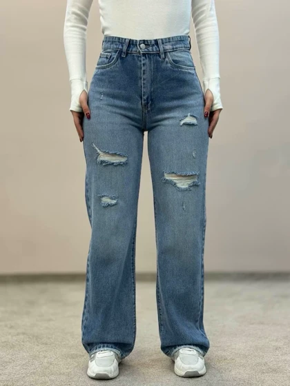 شلوار جین نیمبگ دریایی زاپ2180