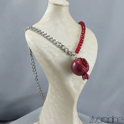 گردنبند کارتیر نقره ای با آویز انار 50074