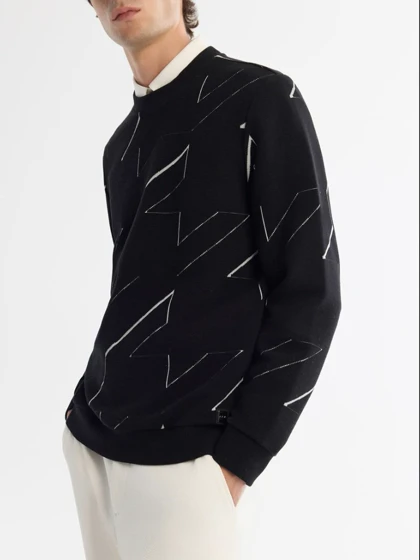 سویشرت یقه گرد طرح دار پارچه بیسکویتی / برند آووا ترکیه AVVA