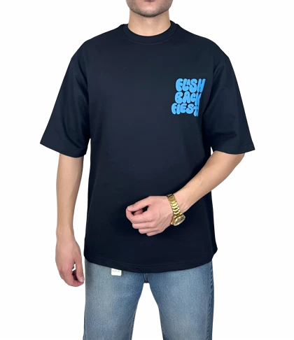 تیشرت آستین کوتاه مردانه مشکی با چاپ پفکی