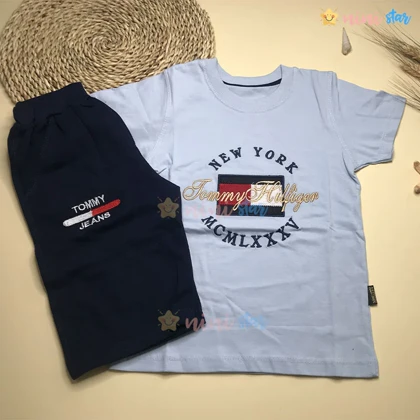 تیشرت شلوارک پسرانه مدل new york آبی روشن