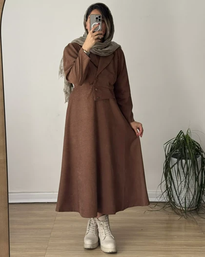 پیراهن مخمل کبریتی سارا 1