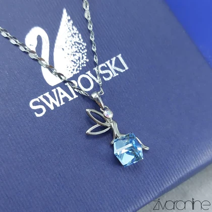 گردنبند سواروسکی مدل معروف فرشته آبی روشن 50275