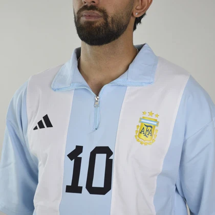 پولوشرت نیم زیپ اسپرت آرژانتین مدل ZRA-Adidas-4B0278 آبی روشن