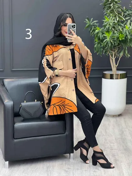 مانتو طرح دار آستین گت
