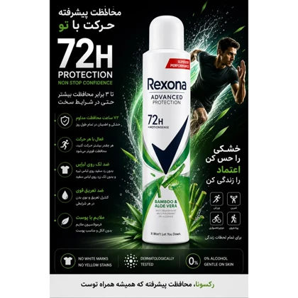 اسپری ضدتعریق رکسونا مدل Arg Protection Bamboo Aloe Vera حجم 200 میلی‌لیتر