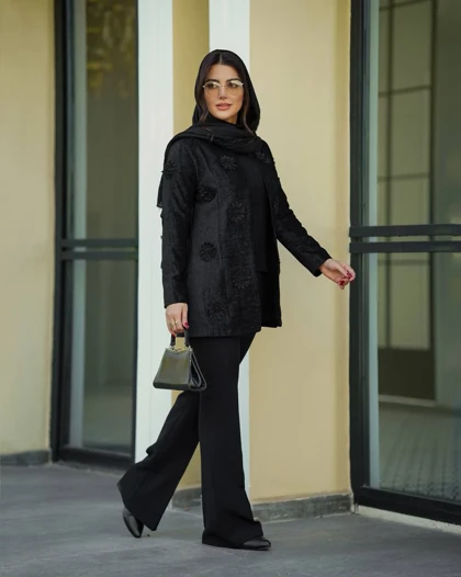 مانتو کتی مزونی مخمل کارشده