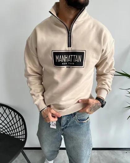 دورس نیم زیپ MANHATAN رنگ نسکافه ای