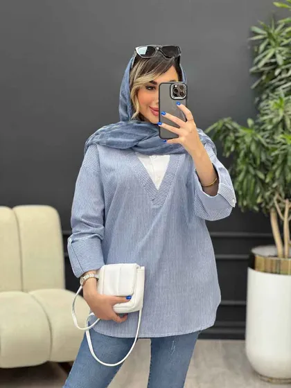 شومیز ترکیبی راه راه