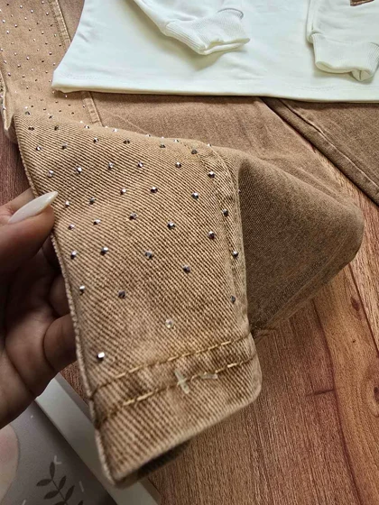 بلوز شلوار جین دخترانه طرح پروانه