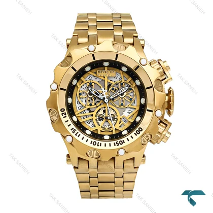 اینویکتا هیبرید مردانه طلایی صفحه اسکلتون مشکی Invicta-6254-G