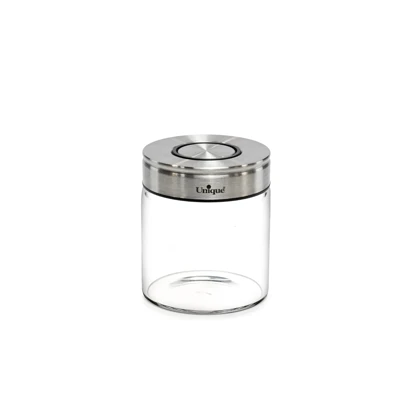 ادویه شیشه ای یونیک درب استیل مدل 1728 سایز 7.5 سانت