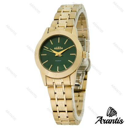 ساعت الکسا A0098 زنانه طلایی صفحه سبز w-10082