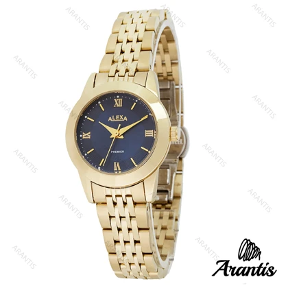 ساعت الکسا A0099 زنانه طلایی صفحه سورمه ای w-10097