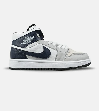 کفش کتانی ساق‌دار مردانه و زنانه سفید سرمه ای طوسی NIKE jordan 1 مدل 7693