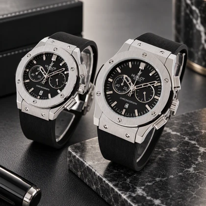 ساعت هابلوت ست سه موتوره نقره ای مشکی Hublot-3776-S