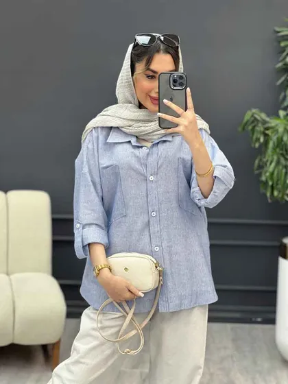 شومیز راه راه دو جیب نیلا