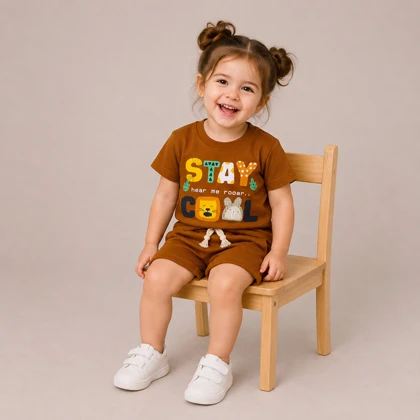 تیشرت و شلوارک اسپورت stay cool آجری