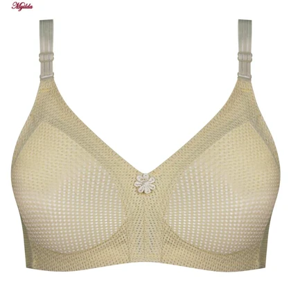 سوتین زنانه پانیذ مدل بدون فنر تابستانی رنگ کرم کد 66307