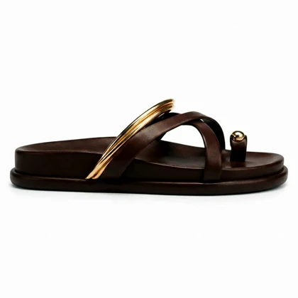 صندل راحتی زارا مدل آتنا قهوه ای تیره کد 295724
