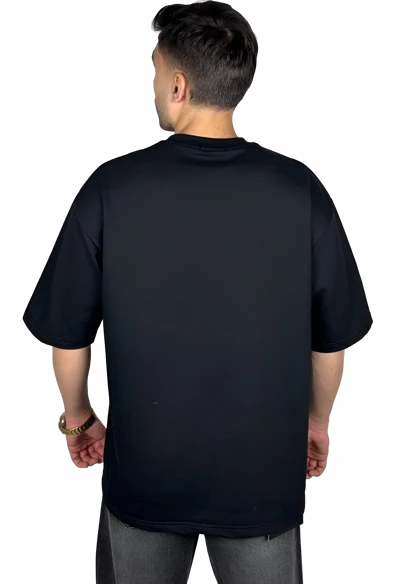 تیشرت آستین کوتاه مردانه مشکی طرح دار گرافیکی