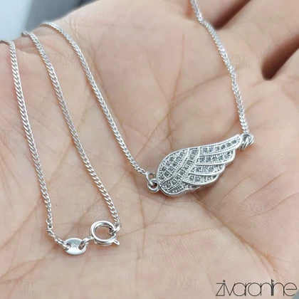 گردنبند ژوپینگ طرح بال فرشته نقره ای 50069