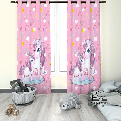 پرده کودک طرح اسب تک شاخ مدل W4911