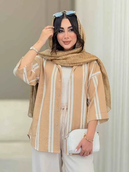 شومیز آستین پاکتی طرح راه راه