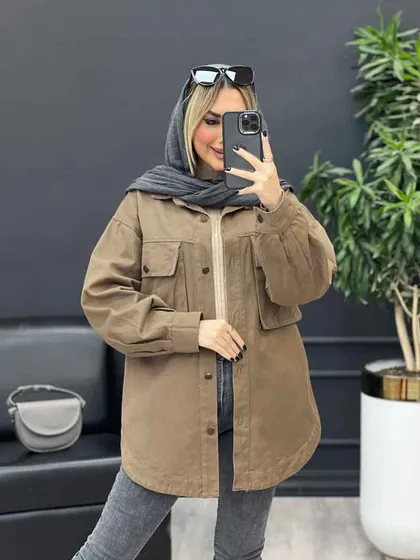 مانتو کتان دو جیب پاکتی