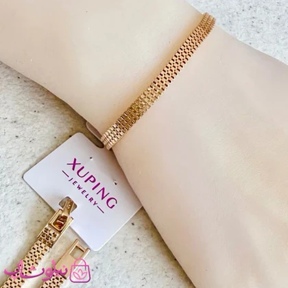 دستبند زنانه ژوپینگ طلایی رنگ طول 17.5 سانت کد 4991