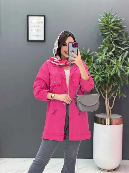 مانتو کتان زاپ‌دار ریش دار