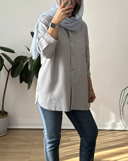 شومیز مانتویی لینن نخ تینا 3