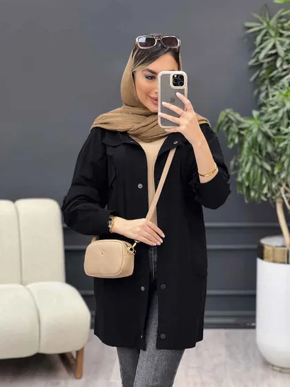 مانتو برش هلالی آستین ریش
